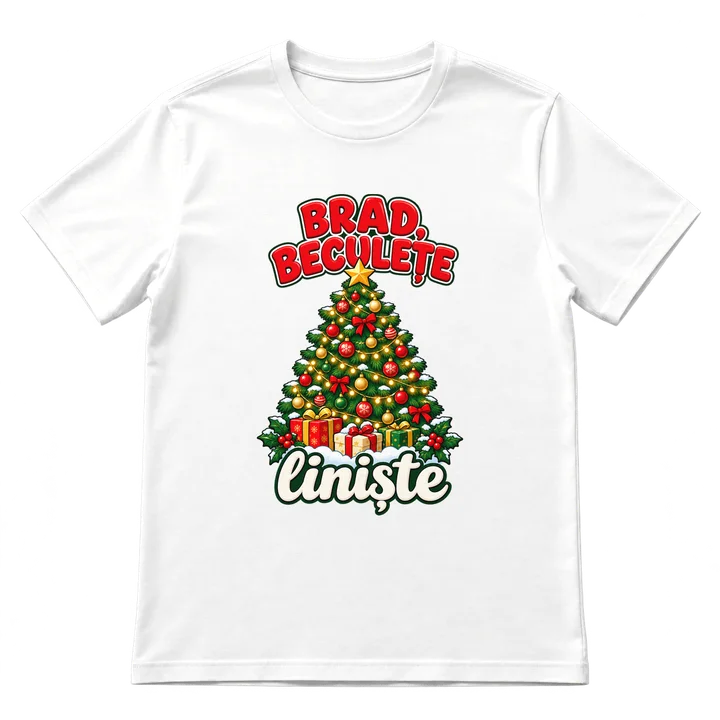 Tricou „Brad, beculețe, liniște”
