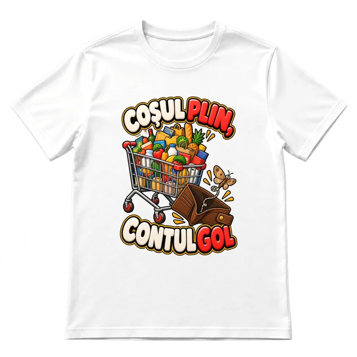 Tricou „Coșul plin, contul gol”