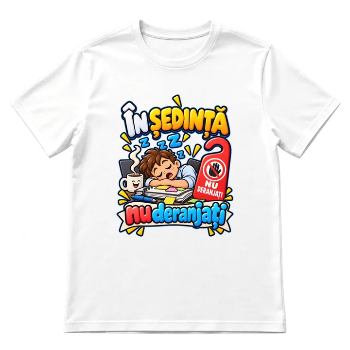 Tricou „În ședință, nu deranjați”