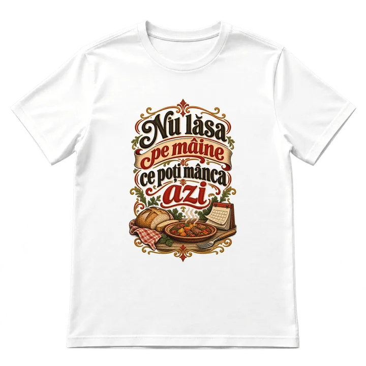 Tricou „Nu lăsa pe mâine ce poți mânca azi”