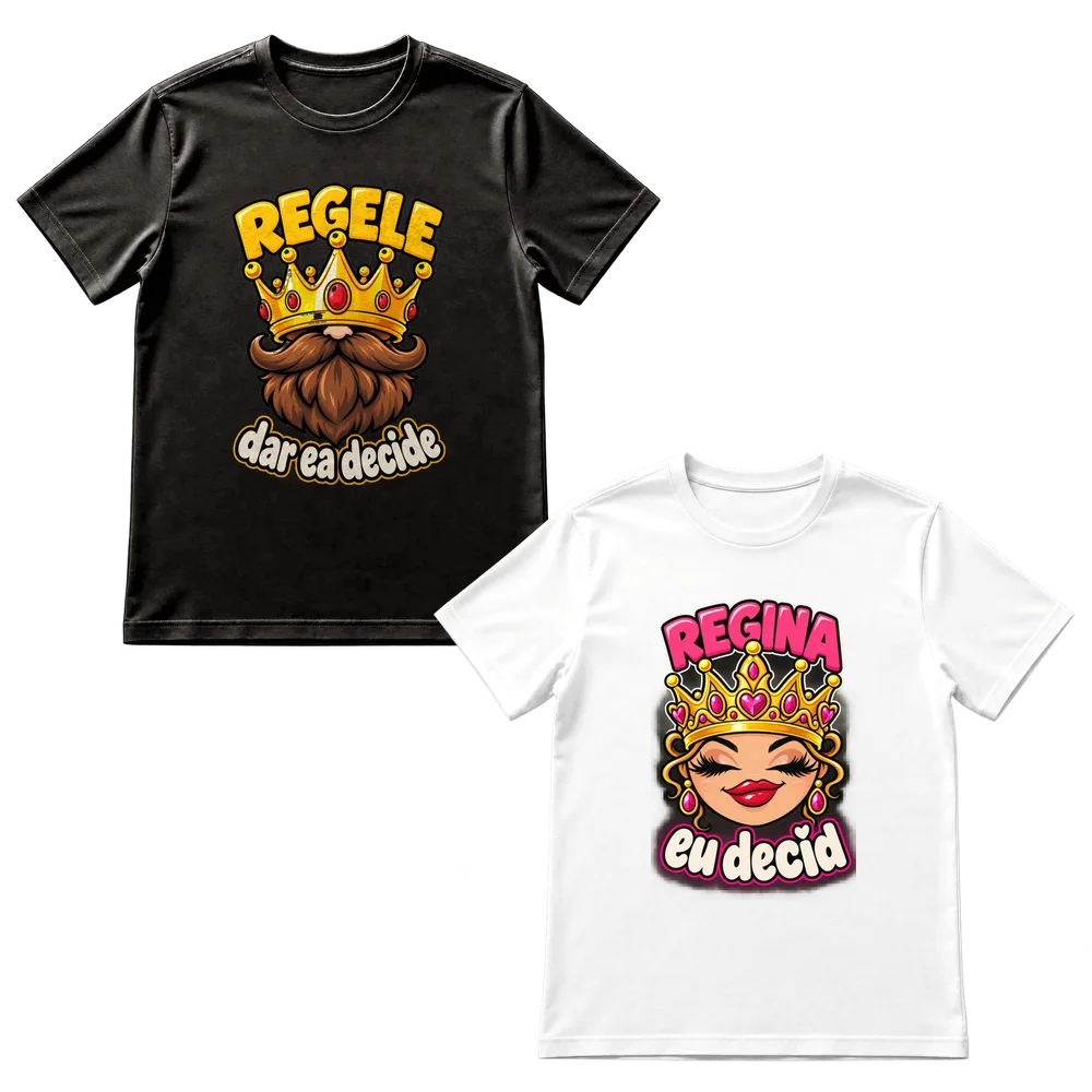 Set tricouri cuplu „Rege & Regină”